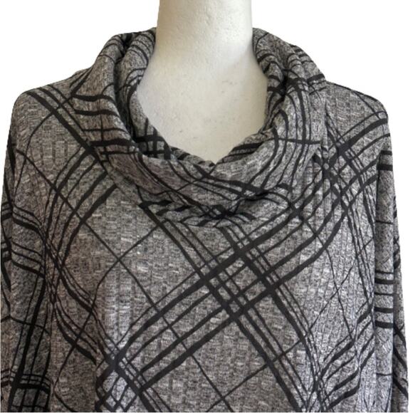 I.N. Studio Sweater Tunic Top Black Gray Cowl Neck 3/4 Sleeve Oversized XL NEW - Picture 3 of 12